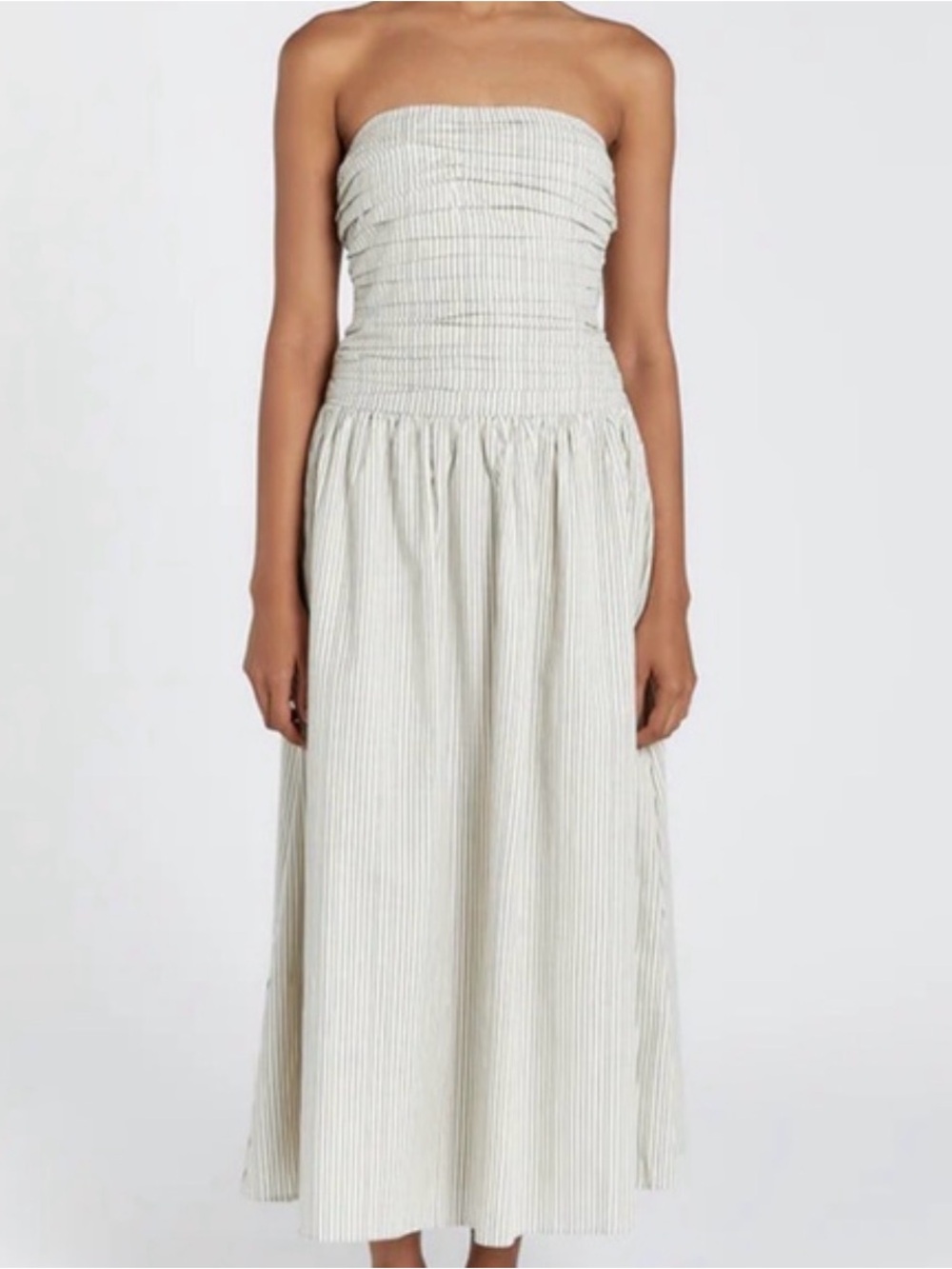 DISSH Ayla Cream Stripe Strapless Midi Dress US 6 NWT